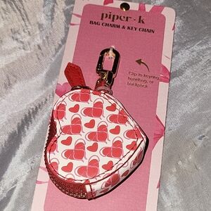 Piper K Heart Bag Charm Key Chain Brand New Ti Rt TL